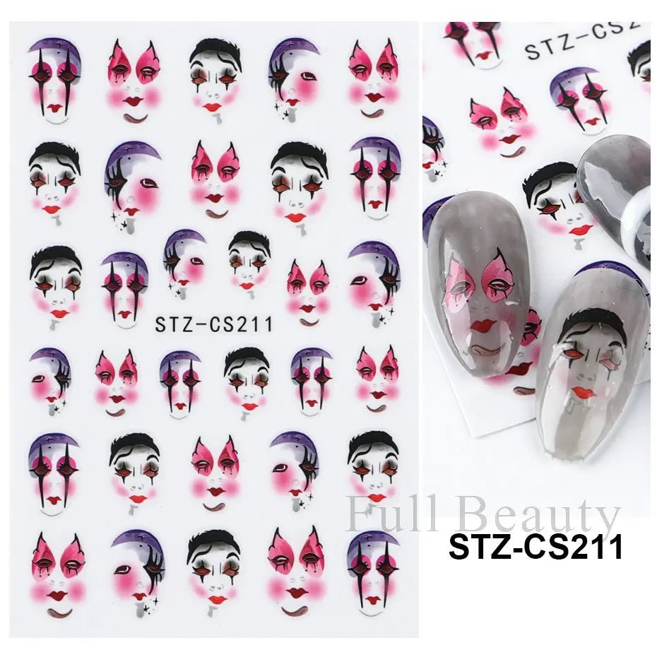 Golden Pumpkin Maple Leaf Pattern Nail Decals Fall Autumn Leaves & Geometric & Letter Stickers - silverfoxgoods